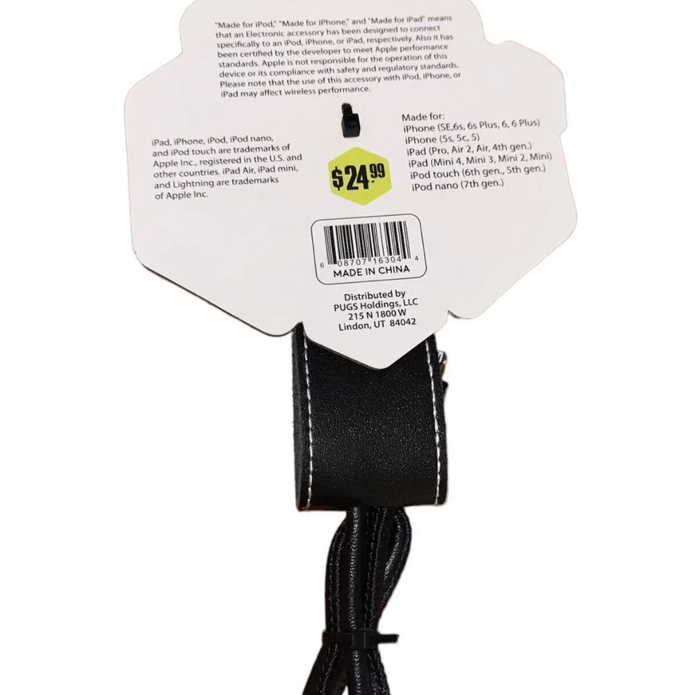 Iphone Ipad Ipod Charger Cable Leather Snap